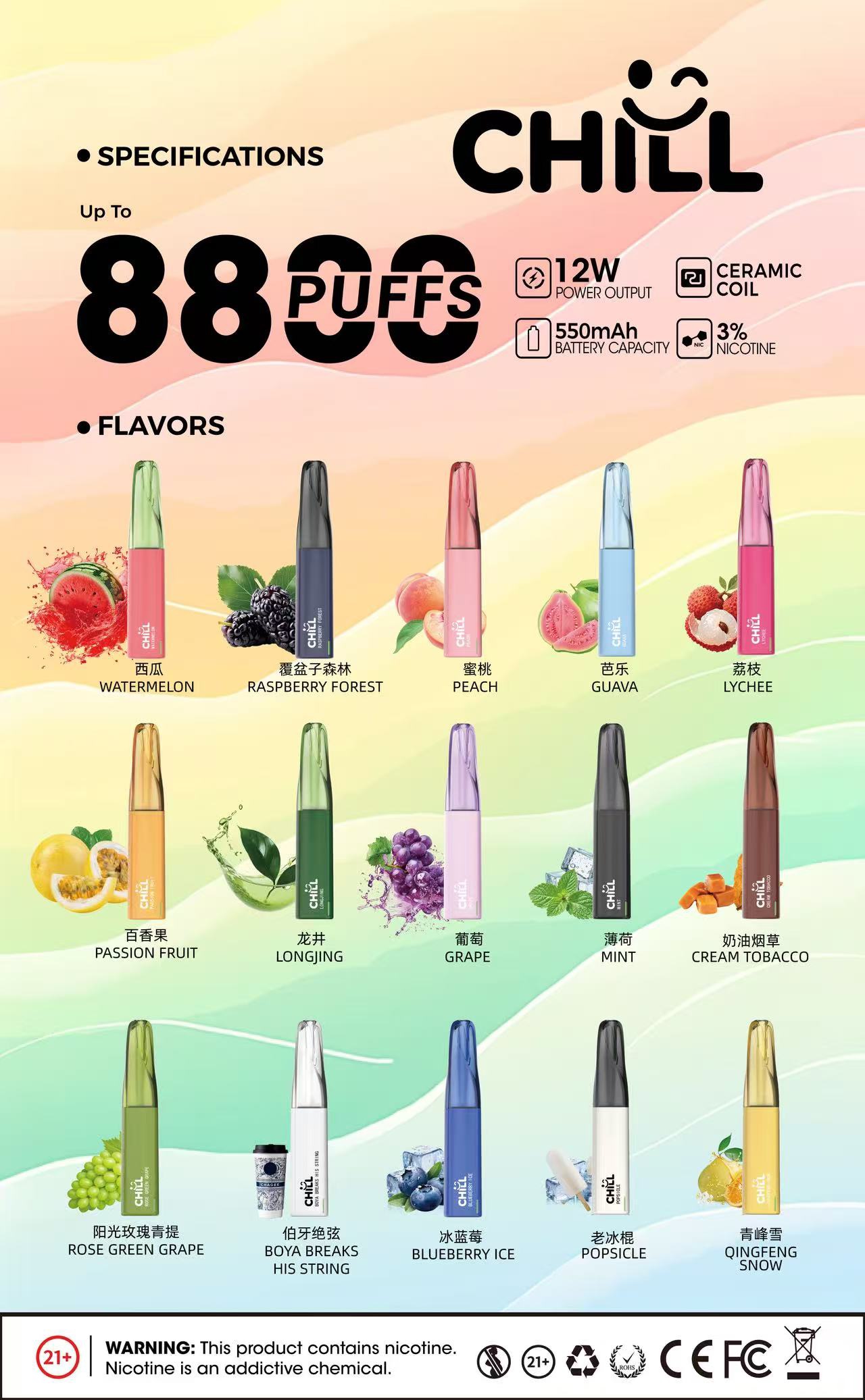 質感生活的清爽選擇CHILL 8800口拋棄式電子煙，重新定義茶系擊喉感