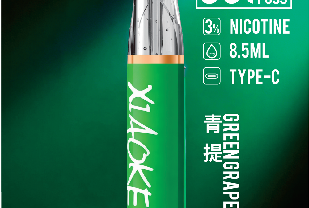 梟客 XIAOKE 8500 口一次性電子煙：絕美口紅外型，沉浸「青提」麝香葡萄的清透香氣！